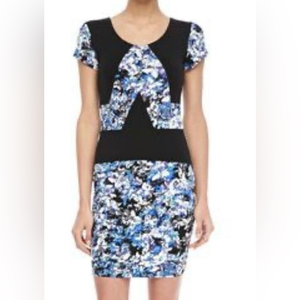 Parker Black and Blue Sheath Mini Dress